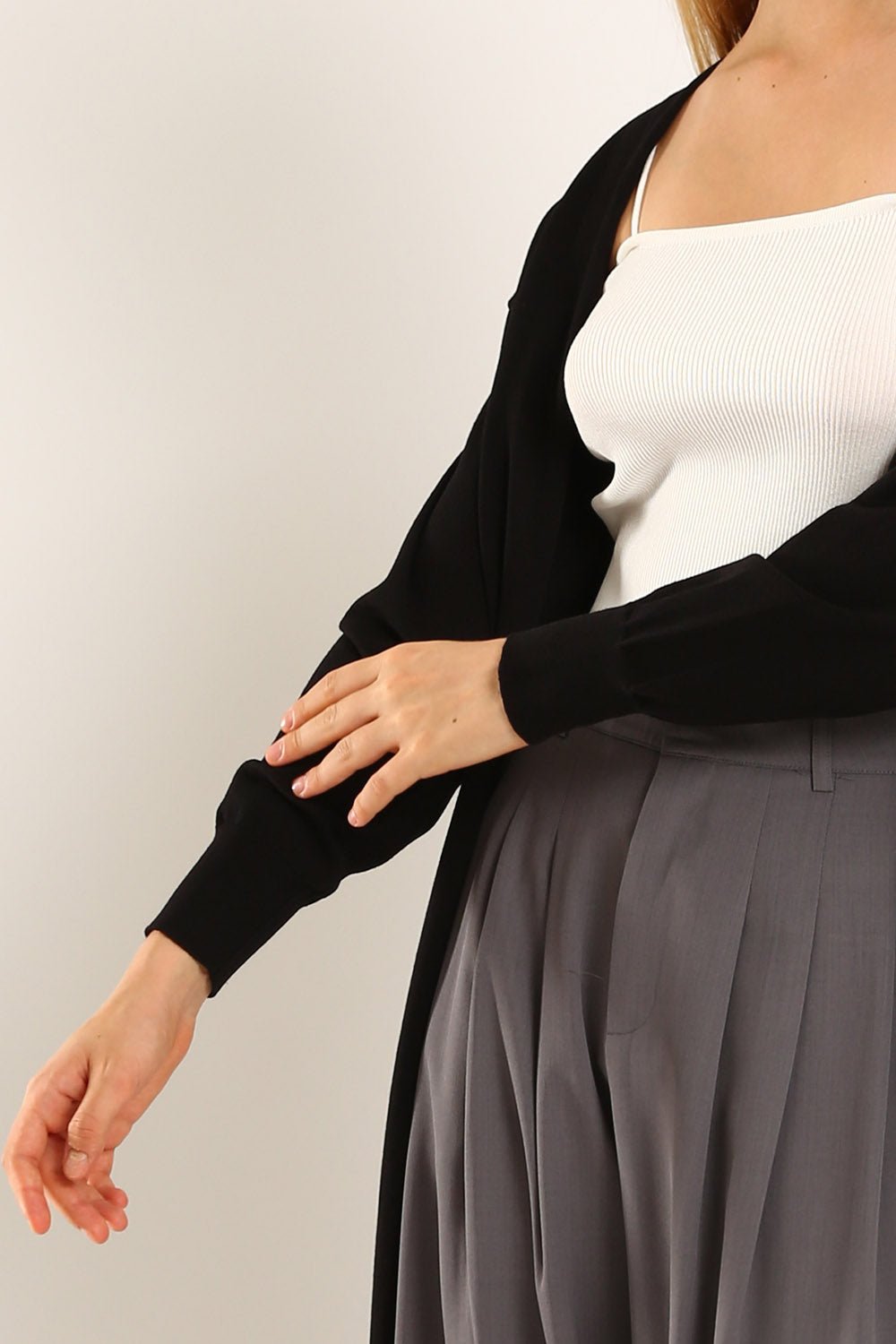 Tonie Long Knit Cardigan in Black - Image 2