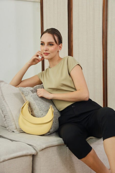 Arwen Pleated Shoulder Top in Soft Olive