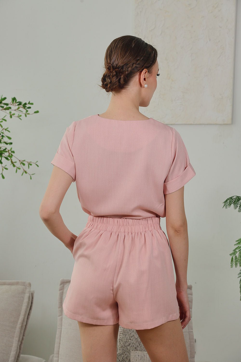Elna Smart Casual Shorts in Blush Rose - Image 8