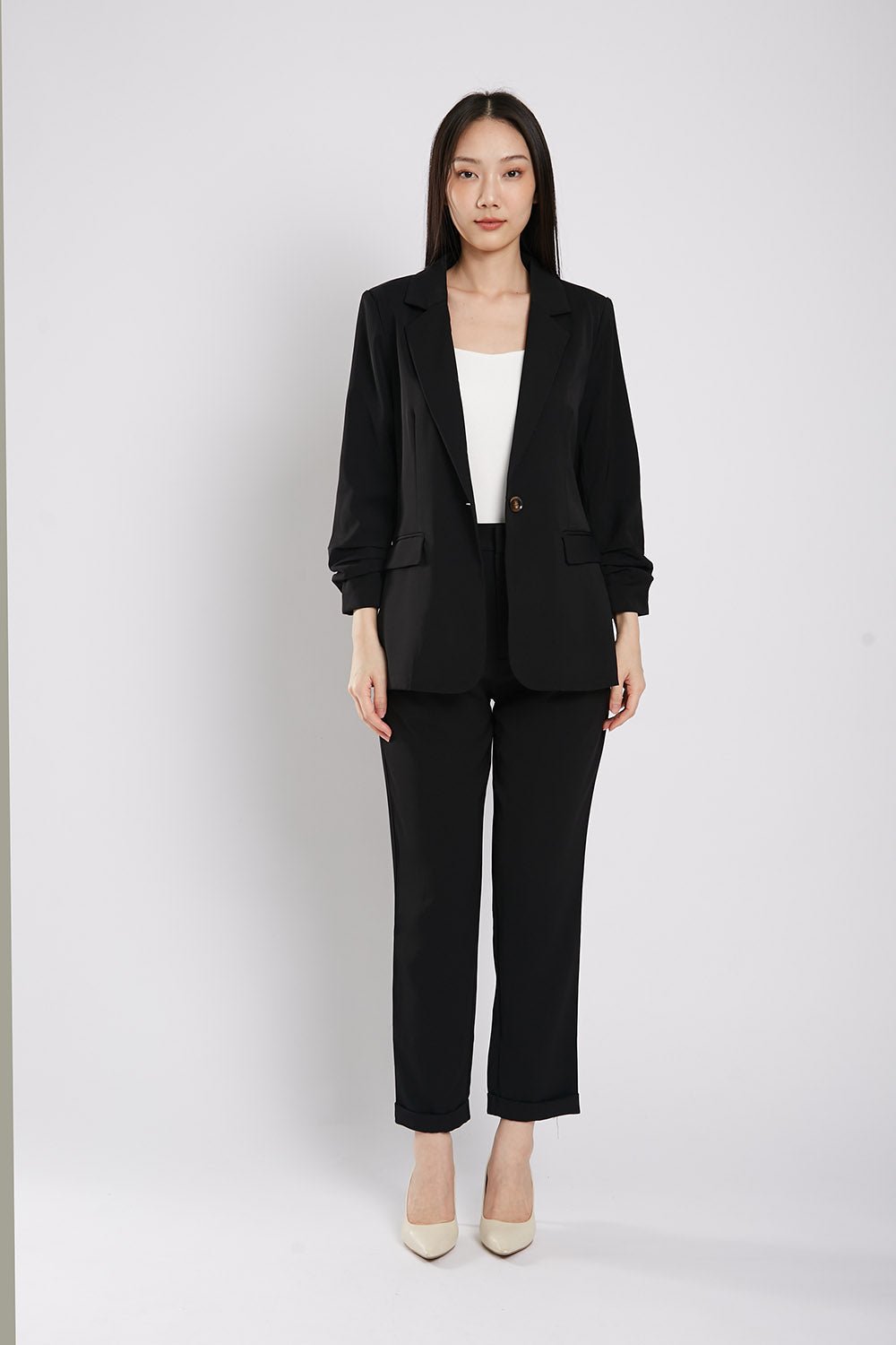 Carinne Ruched Blazer in Black - Image 8
