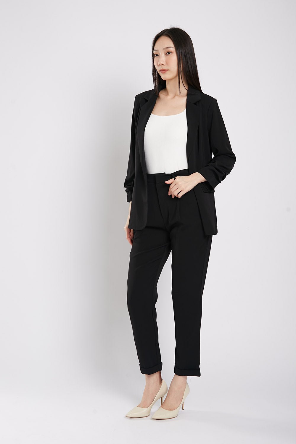 Carinne Ruched Blazer in Black - Image 7