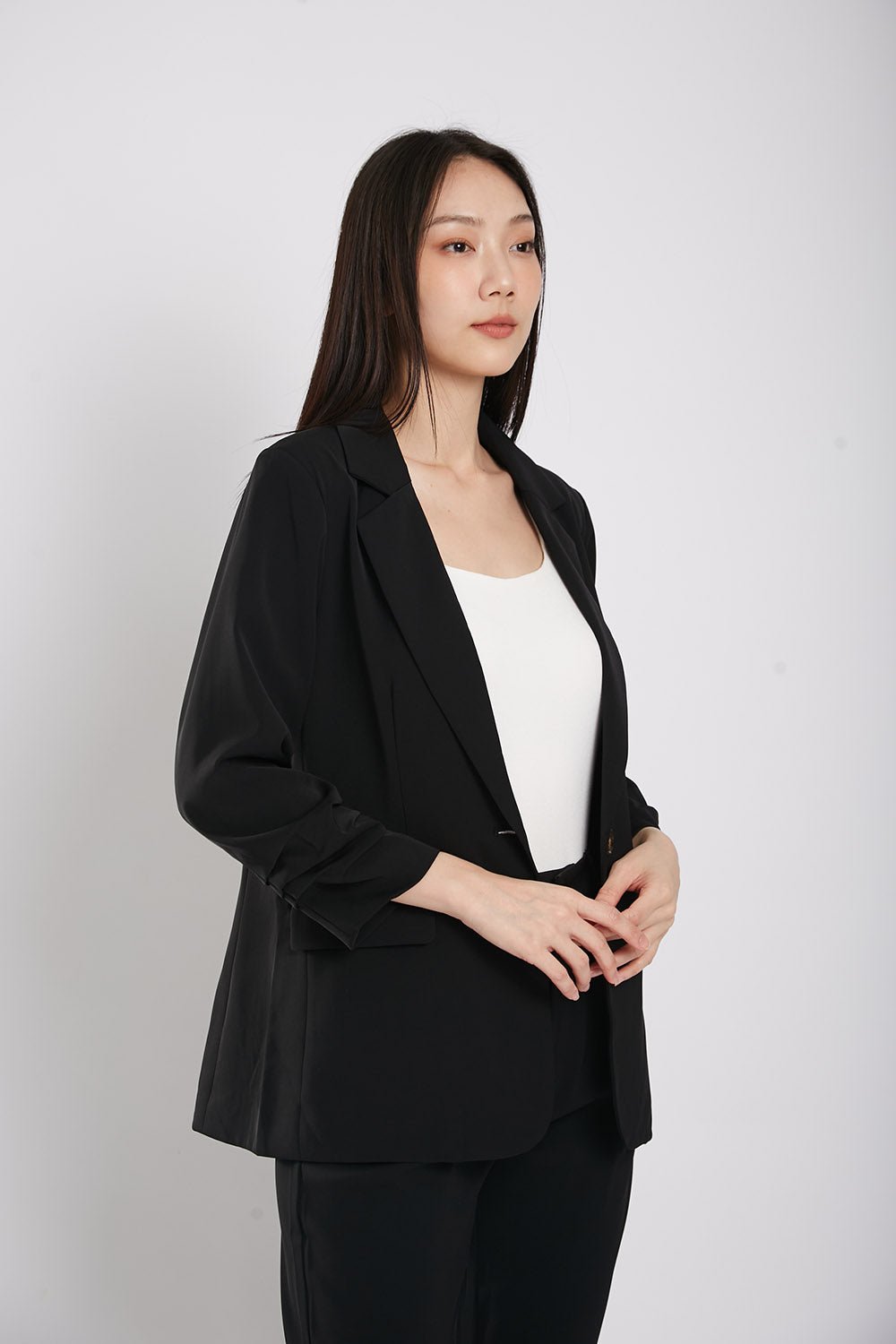 Carinne Ruched Blazer in Black - Image 5