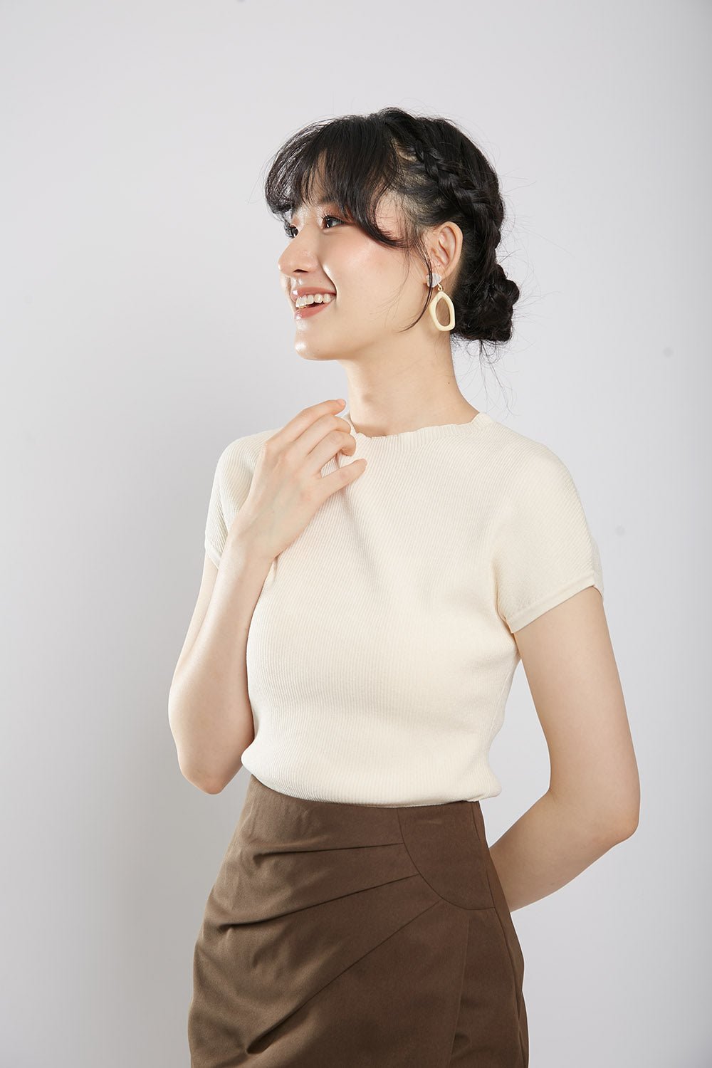 Yesenia Knit Top in Beige - Image 4