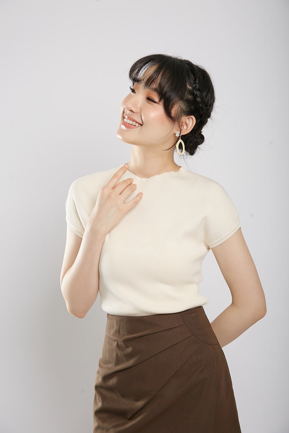 Yesenia Knit Top in Beige - Image 3