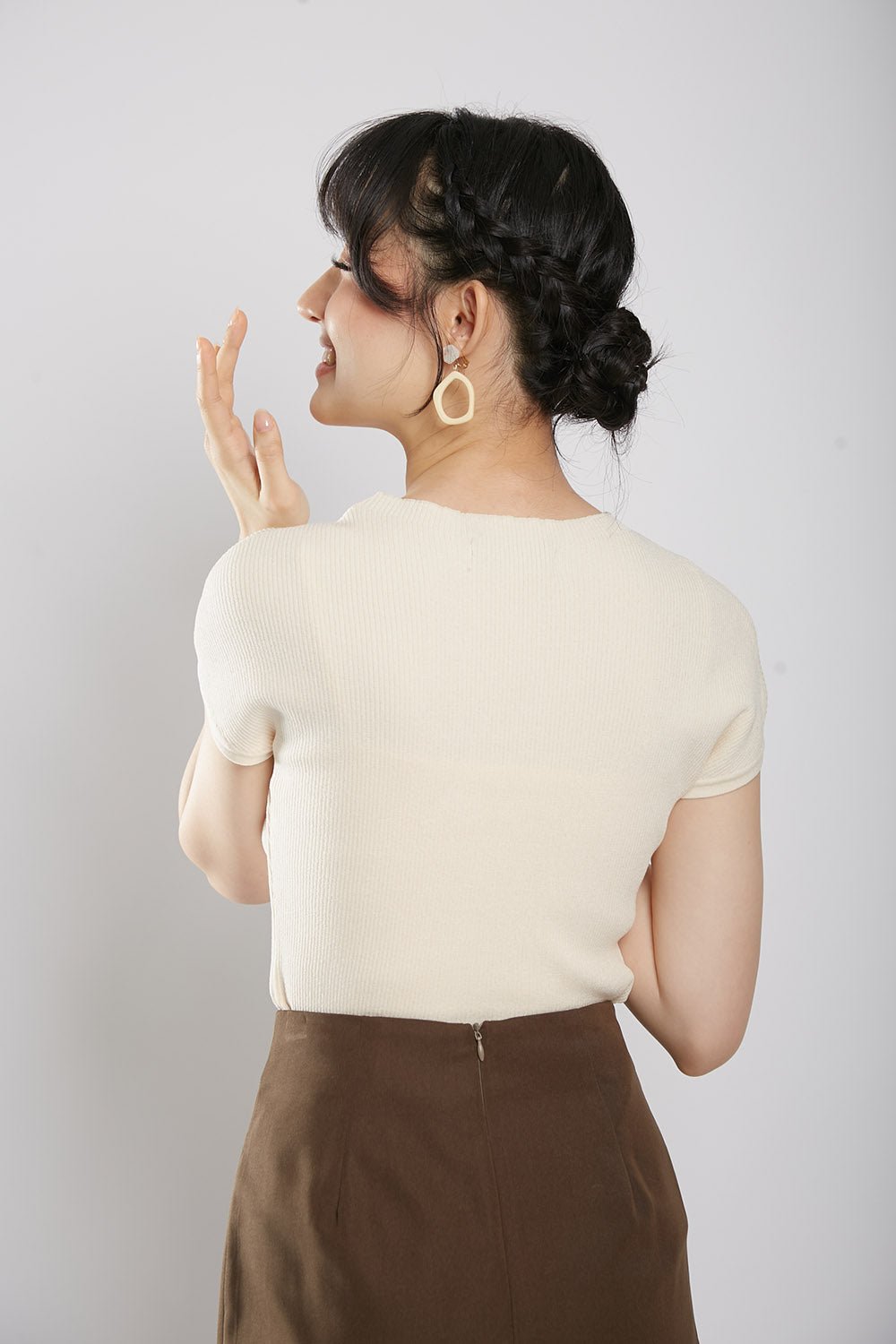 Yesenia Knit Top in Beige - Image 6