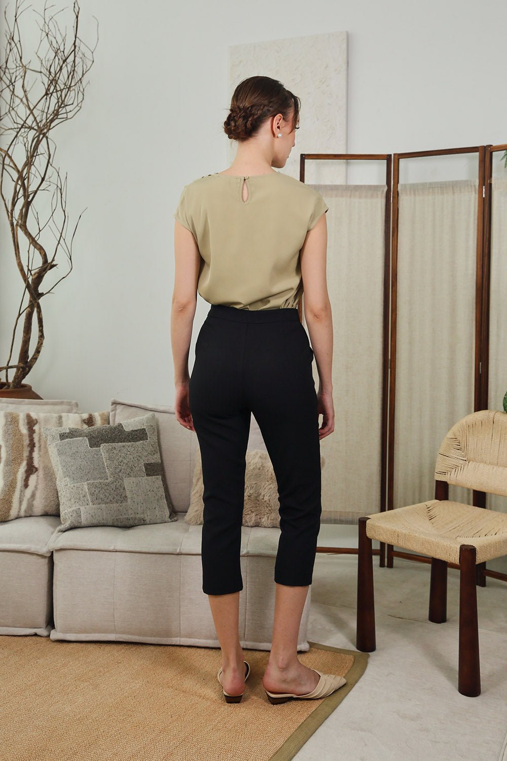 Arwen Pleated Shoulder Top in Soft Olive - Image 7